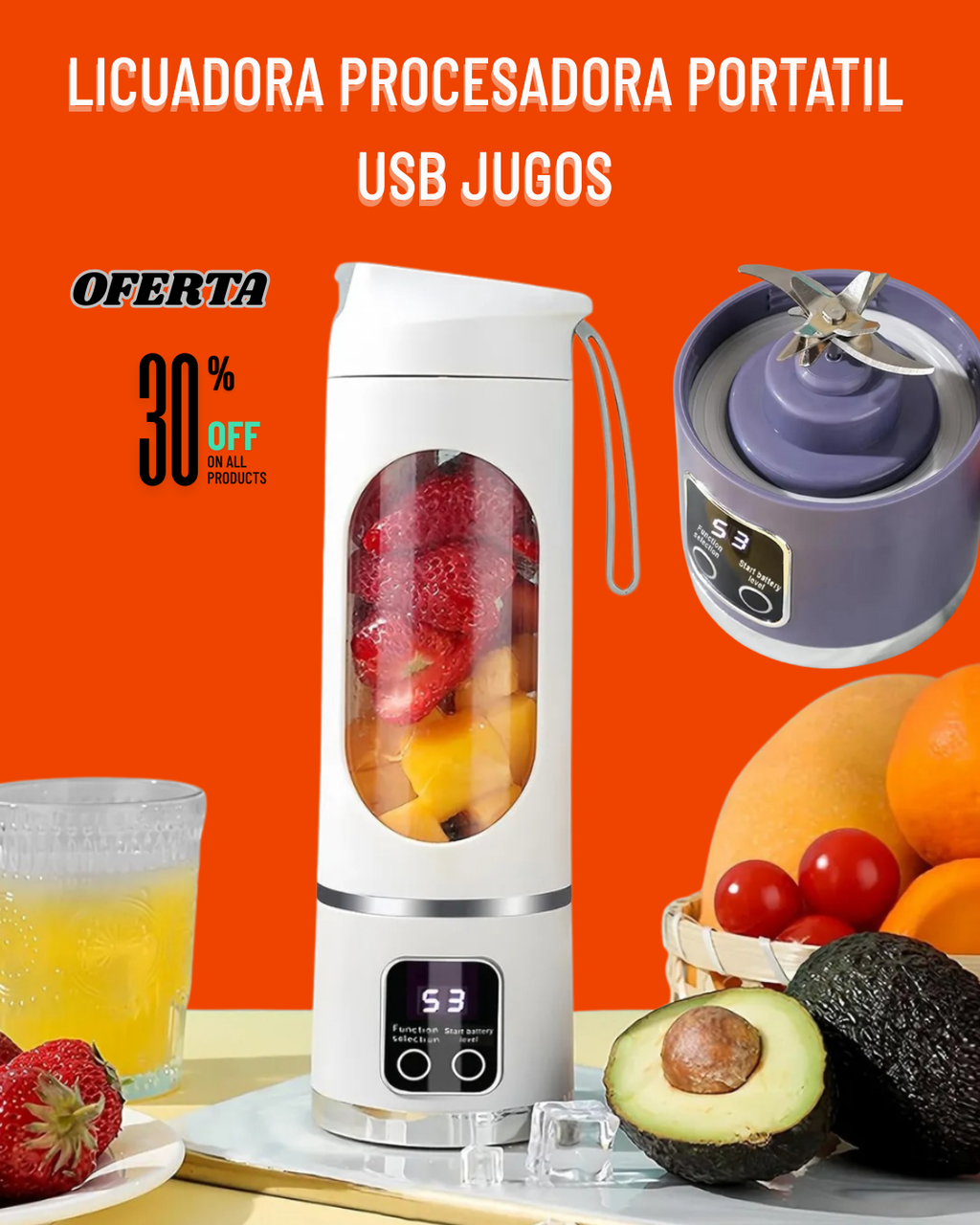 Licuadora Procesadora Portatil Usb Jugos