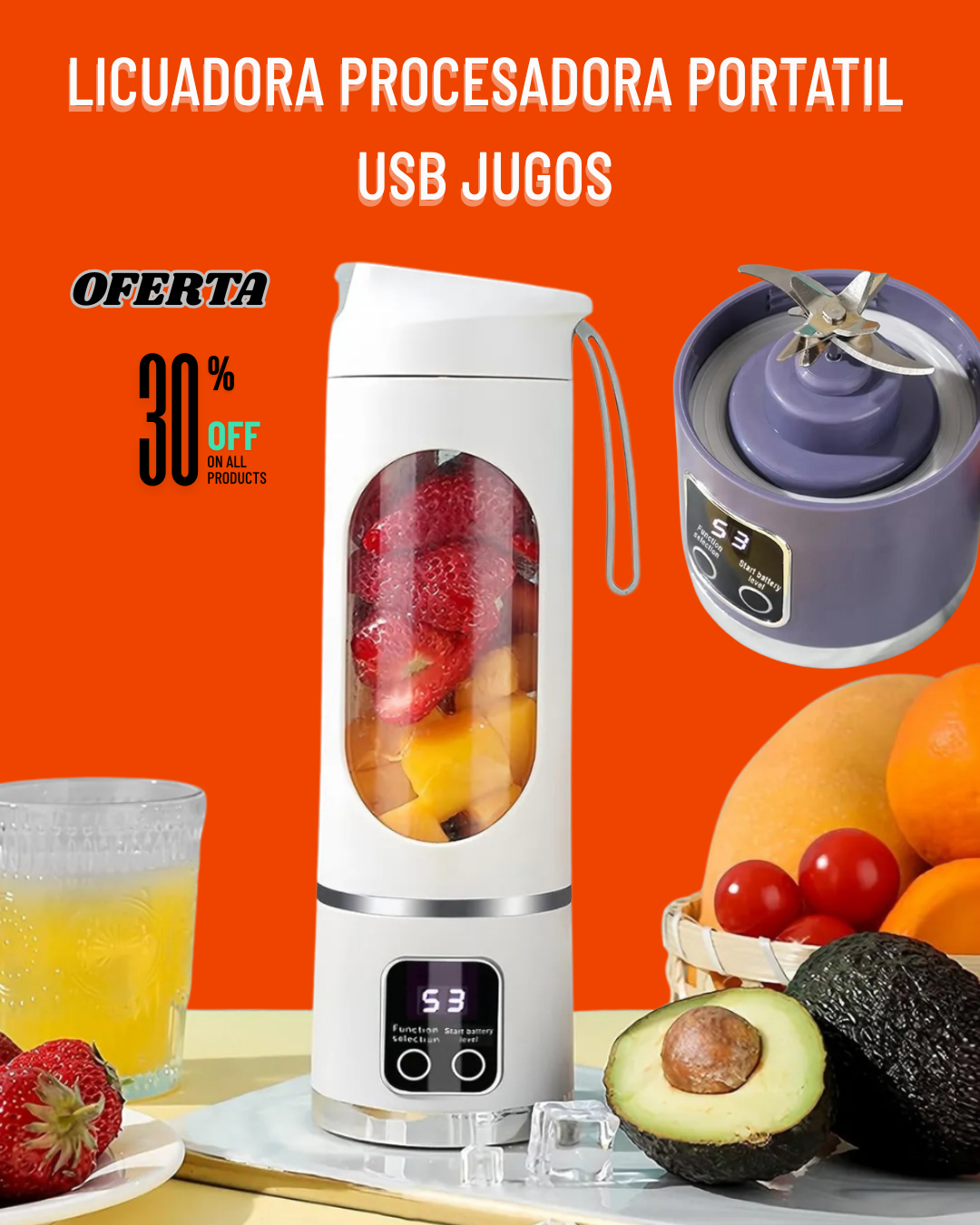 Licuadora Procesadora Portatil Usb Jugos